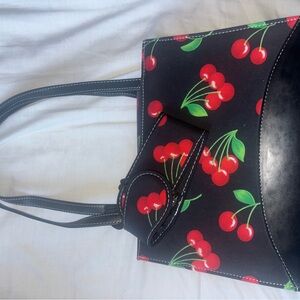 Cherry Print Tote Bag with Wallet